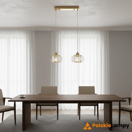 Lampa wisząca złota metalowa 2-punktowa 8221/2 TR z serii ACRI - Lampy Elem