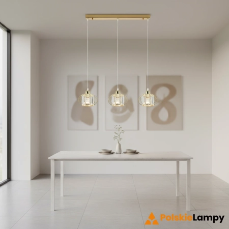 Lampa wisząca złota 3-punktowa szklana 8221/3 TR z serii Acri - Lampy Elem