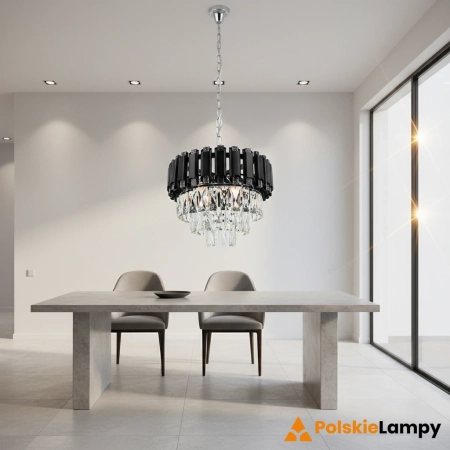 Lampa wisząca szklana czarno-chromowana 40cm 6234/4 BL 8C z serii Bilbao - Lampy Elem