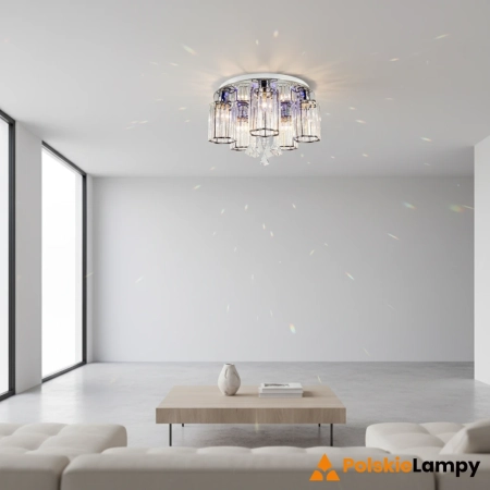 Plafon chromowany szklany 5-punktowy DRS8007/5A 8C z serii Bella - Lampy Elem