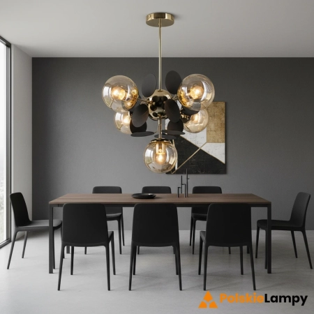 Lampa wisząca metalowa złoto-czarna 5-punktowa 8075/5 - Lampy Elem