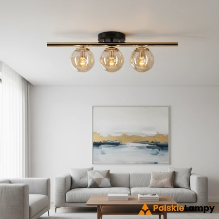Plafon metalowy złoto-czarny 3-punktowy 60cm 8434/3 z serii ARGO - Lampy Elem
