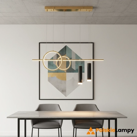 Lampa wisząca metalowa złoto-czarna 91cm DRS3620/2 - Lampy Elem