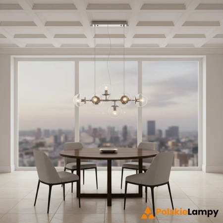 Lampa wisząca chromowana 6-punktowa ze szklanymi kloszami 3401/6 - Lampy Elem