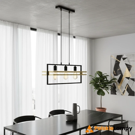 Lampa wisząca metalowa czarno-złota 3-punktowa 4113/3 z serii NOLAN - Lampy Elem