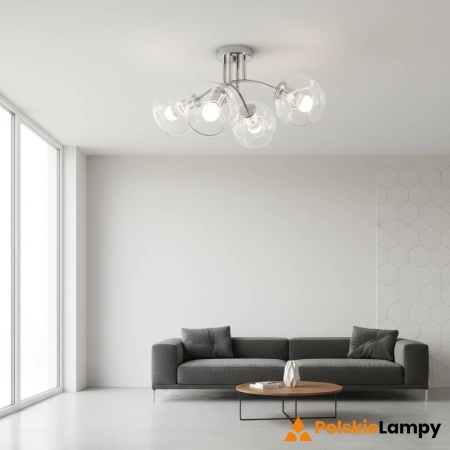 Plafon chromowany szklany 4-punktowy 8084/4 z serii ELBA - Lampy Elem