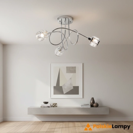 Plafon chromowany 3-punktowy szklany 57cm 6510/3 - Lampy Elem