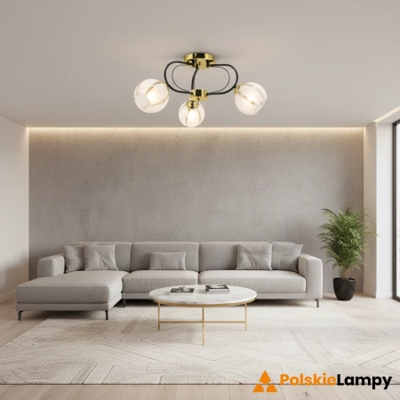 Plafon metalowy czarno-złoty 3-punktowy 8966/3 z serii RUBY - Lampy Elem