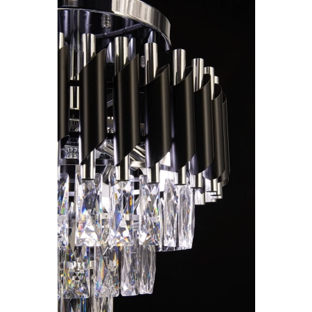 Plafon metalowy czarno-chromowy z kryształami 6260/4B 8C BL z serii TOLEDO - Lampy Elem