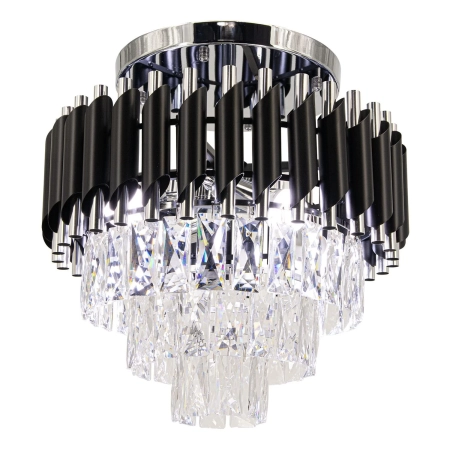 Plafon metalowy czarno-chromowy z kryształami 6260/4B 8C BL z serii TOLEDO - Lampy Elem