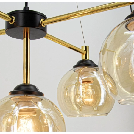 Lampa wisząca czarno-złota 5-punktowa 6301/5 BL TR z serii VIVIEN - Lampy Elem