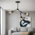 Plafon loft czarny metalowy z 3 szklanymi kloszami 1962/3 z serii BOSTON - Lampy Elem