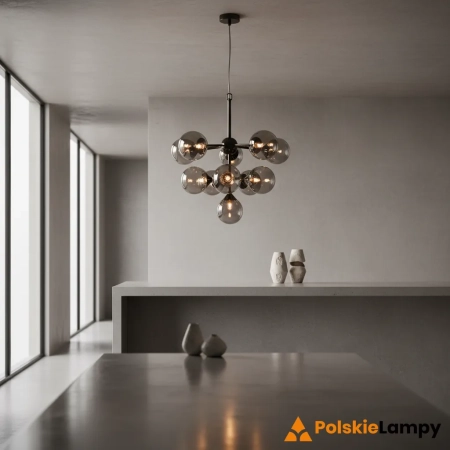 Lampa wisząca czarna 11-punktowa z dymionymi kloszami 101147 z serii OSCAR - Endon Lighting