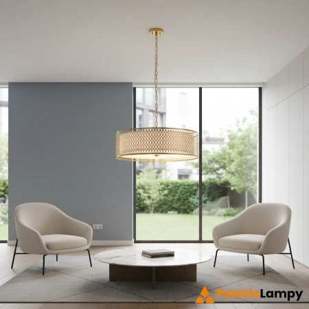 Lampa wisząca złota metalowa z tkaniną 56cm 101569 z serii Cordero - Endon Lighting