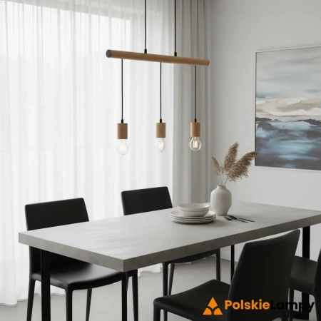 Lampa wisząca drewniana z czarnymi detalami 3-punktowa 101678 z serii Sven - Endon Lighting