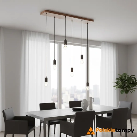 Lampa wisząca drewniano-metalowa 6-punktowa 101684 z serii Stellan - Endon Lighting
