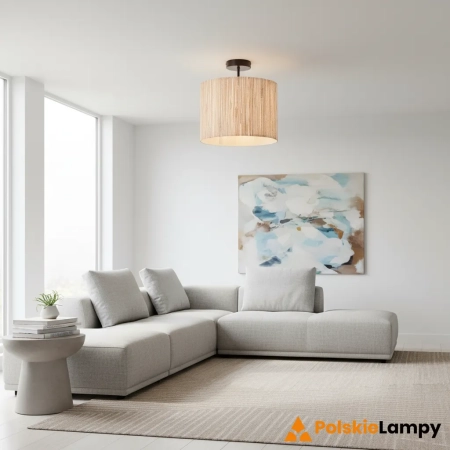 Plafon sufitowy okrągły z naturalnym abażurem 101695 z serii LONGSHORE - Endon Lighting