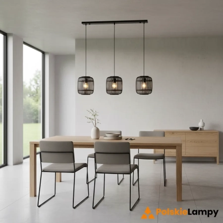Lampa wisząca czarna metalowo-drewniana 3-punktowa 101698 z serii MATHIAS - Endon Lighting