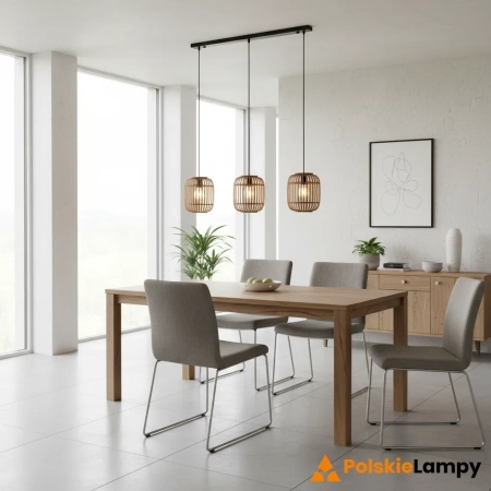 Lampa wisząca 3-punktowa drewniana czarna 101775 z serii MATHIAS - Endon Lighting