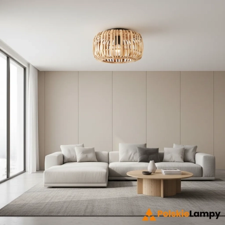 Plafon bambusowy czarny 40cm 1-punktowy 101776 z serii MATHIAS - Endon Lighting