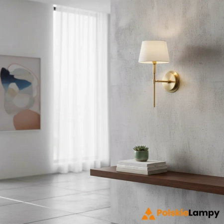 Kinkiet mosiężny z abażurem w kolorze kości słoniowej 103355 z serii RENNES - Endon Lighting