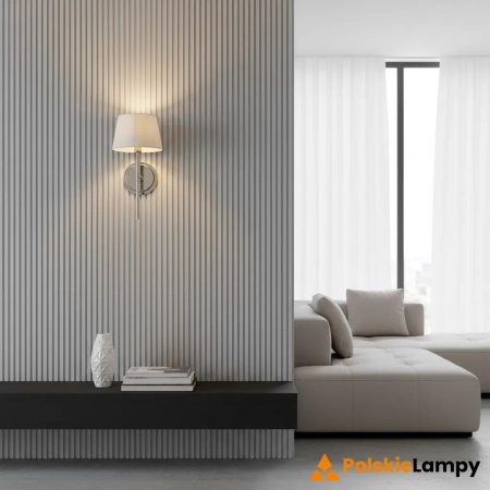 Kinkiet niklowany z abażurem w kolorze kości słoniowej 103358 z serii RENNES - Endon Lighting