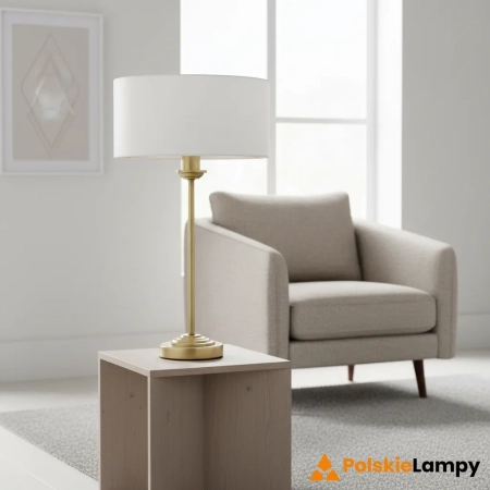 Lampa stołowa mosiężna z białym abażurem 104054 z serii Highclere - Endon Lighting