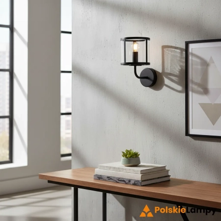 Kinkiet metalowy czarny ze szklanym kloszem 104193 z serii Hopton - Endon Lighting