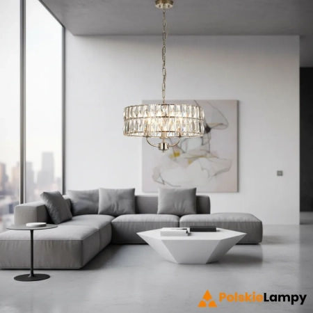 Lampa wisząca niklowana kryształowa 3-punktowa 104466 z serii Clifton - Endon Lighting