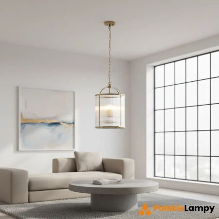 Lampa wisząca mosiężna szklana 4-punktowa 106711 z serii Lambeth Ribbed - Endon Lighting