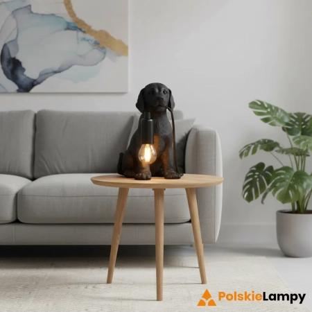 Lampa stołowa czarna w kształcie psa 107365 z serii Labrador Puppy - Endon Lighting