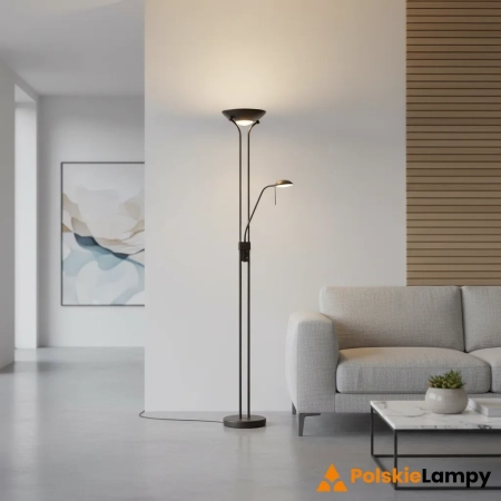 Lampa podłogowa metalowa czarna z ramieniem do czytania 107738 z serii Rome - Endon Lighting