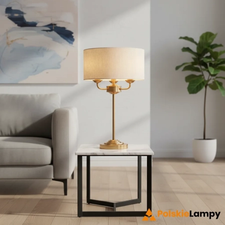 Lampa stołowa mosiężna 3-punktowa z abażurem 110721 z serii Highclere - Endon Lighting