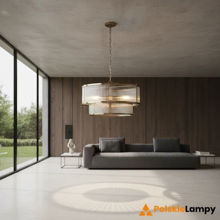 Lampa wisząca mosiężna 5-punktowa ze szkłem ryflowanym 110944 z serii Ridgeton - Endon Lighting