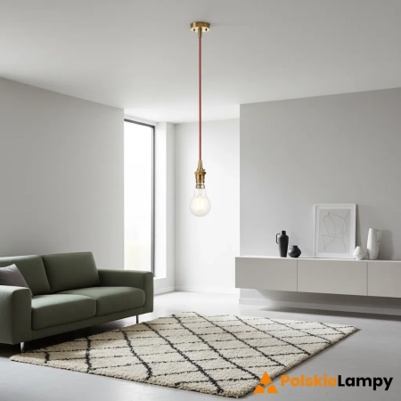 Lampa wisząca mosiężna z czerwonym przewodem 111512 z serii Eltham - Endon Lighting
