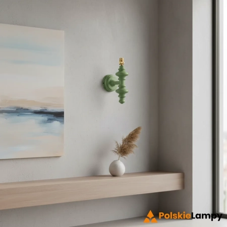 Kinkiet drewniany zielony z mosiężnym detalem 111631 z serii Carnaby - Endon Lighting