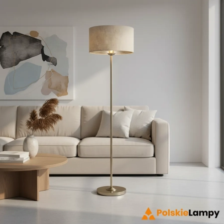 Lampa podłogowa chromowana z lnianym abażurem 150cm 112232 z serii Highclere - Endon Lighting