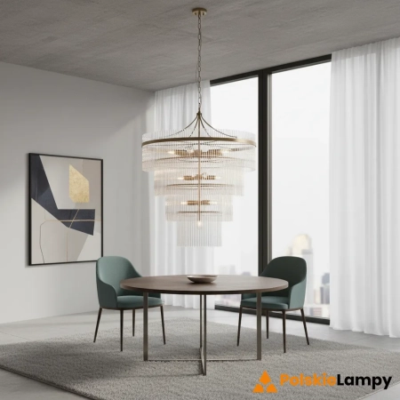 Żyrandol mosiężny kaskadowy szklany 16-punktowy 112576 z serii Marietta - Endon Lighting