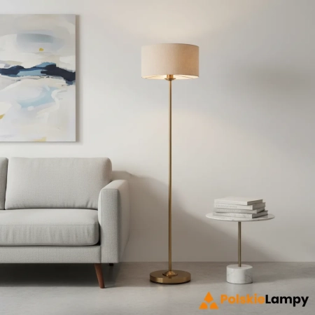 Lampa podłogowa mosiężna z beżowym abażurem 113461 z serii Highclere - Endon Lighting