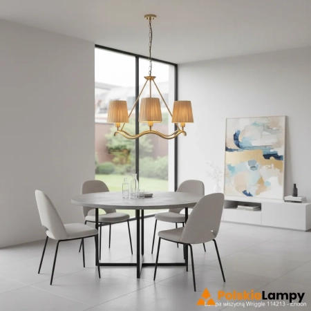 Lampa wisząca mosiężna 3-punktowa z rafią 114213 z serii Wriggle - Endon Lighting