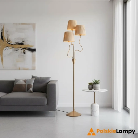 Lampa podłogowa mosiężna 3-punktowa z rafii 114222 z serii Wriggle - Endon Lighting