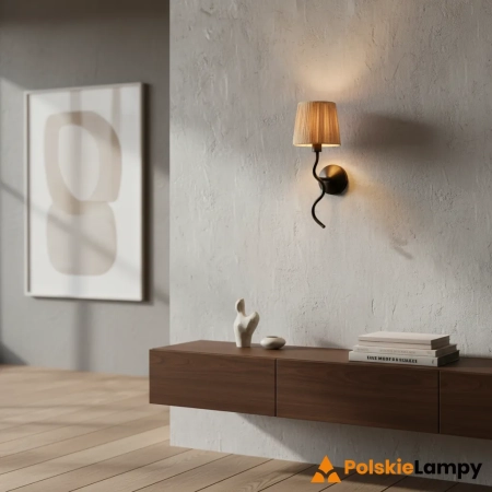 Kinkiet czarny metalowy z kloszem z rafii 114226 z serii Wriggle - Endon Lighting