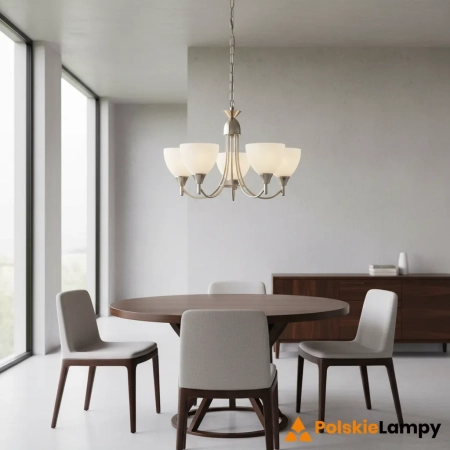 Żyrandol metalowy srebrny 5-punktowy 1805-5SC z serii Alton - Endon Lighting