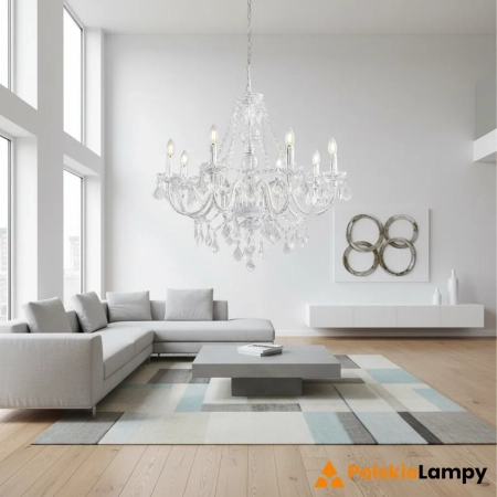 Żyrandol przezroczysty 8-punktowy 308-8CL z serii CLARENCE - Endon Lighting