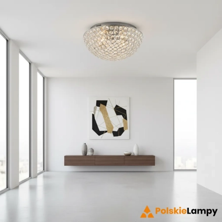 Plafon kryształowy okrągły chromowany 3-punktowy 60103 z serii Chryla - Endon Lighting