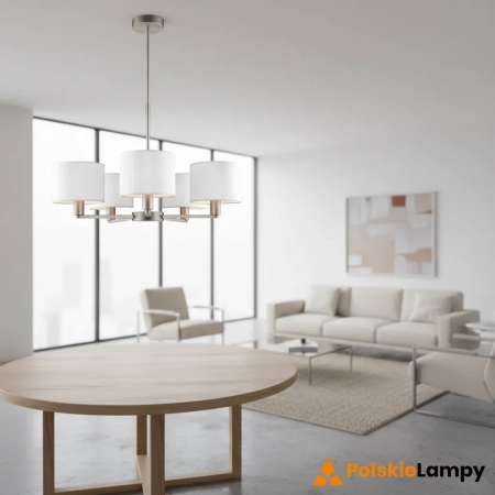 Lampa wisząca 5-punktowa biała z tkaniny i metalu 60257 z serii Daley - Endon Lighting
