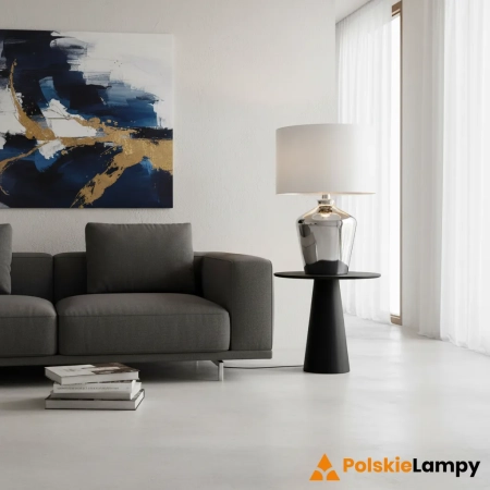 Lampa stołowa chromowana z białym abażurem 61198 z serii Waldorf - Endon Lighting