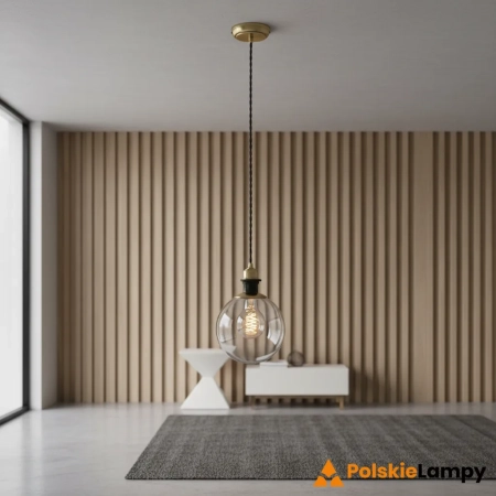 Lampa wisząca mosiężna z czarnym przewodem 61809 z serii Cable set - Endon Lighting
