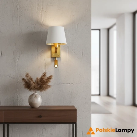Kinkiet złoty metalowy z białym abażurem 69092 z serii Harvey - Endon Lighting