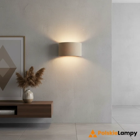 Kinkiet ścienny półokrągły beżowy z tkaniny 70335 z serii Obi - Endon Lighting
